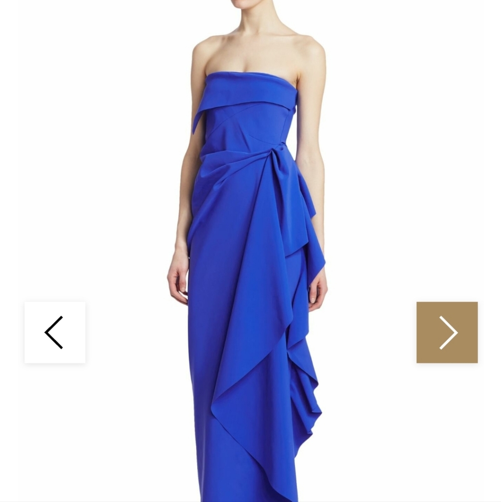 NWT$995 Chiara Boni Nyaveth Blue Strapless Long Column Dress